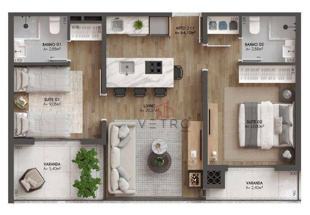 Apartamento à venda com 2 quartos, 64m² - Foto 8