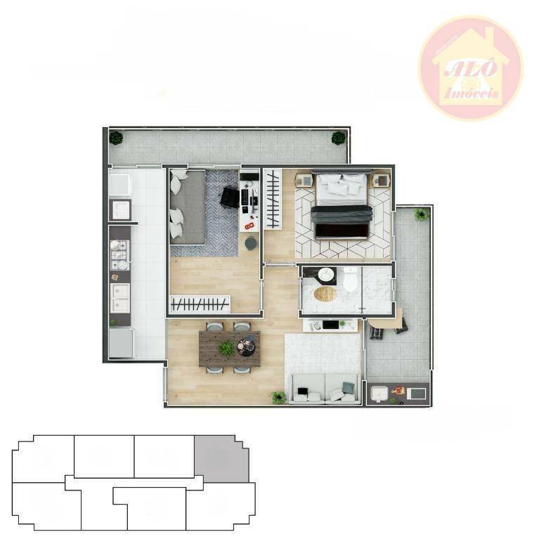 Apartamento à venda com 2 quartos, 61m² - Foto 2