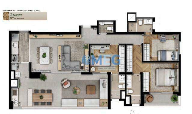 Apartamento à venda com 3 quartos, 127m² - Foto 7