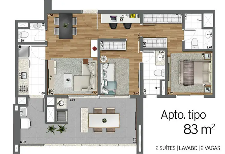 Apartamento à venda com 2 quartos, 83m² - Foto 2