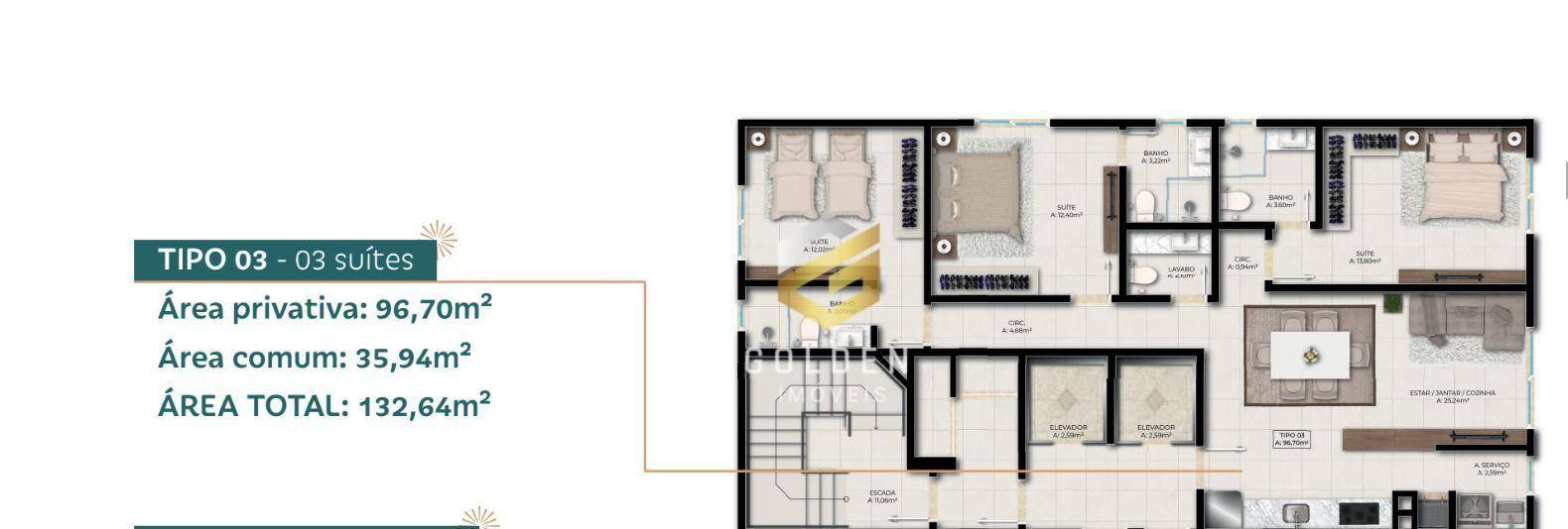 Apartamento à venda com 3 quartos, 96m² - Foto 8