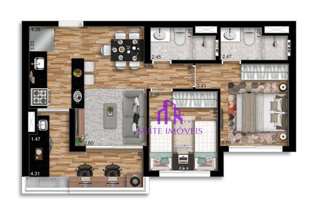 Apartamento à venda com 3 quartos, 66m² - Foto 2