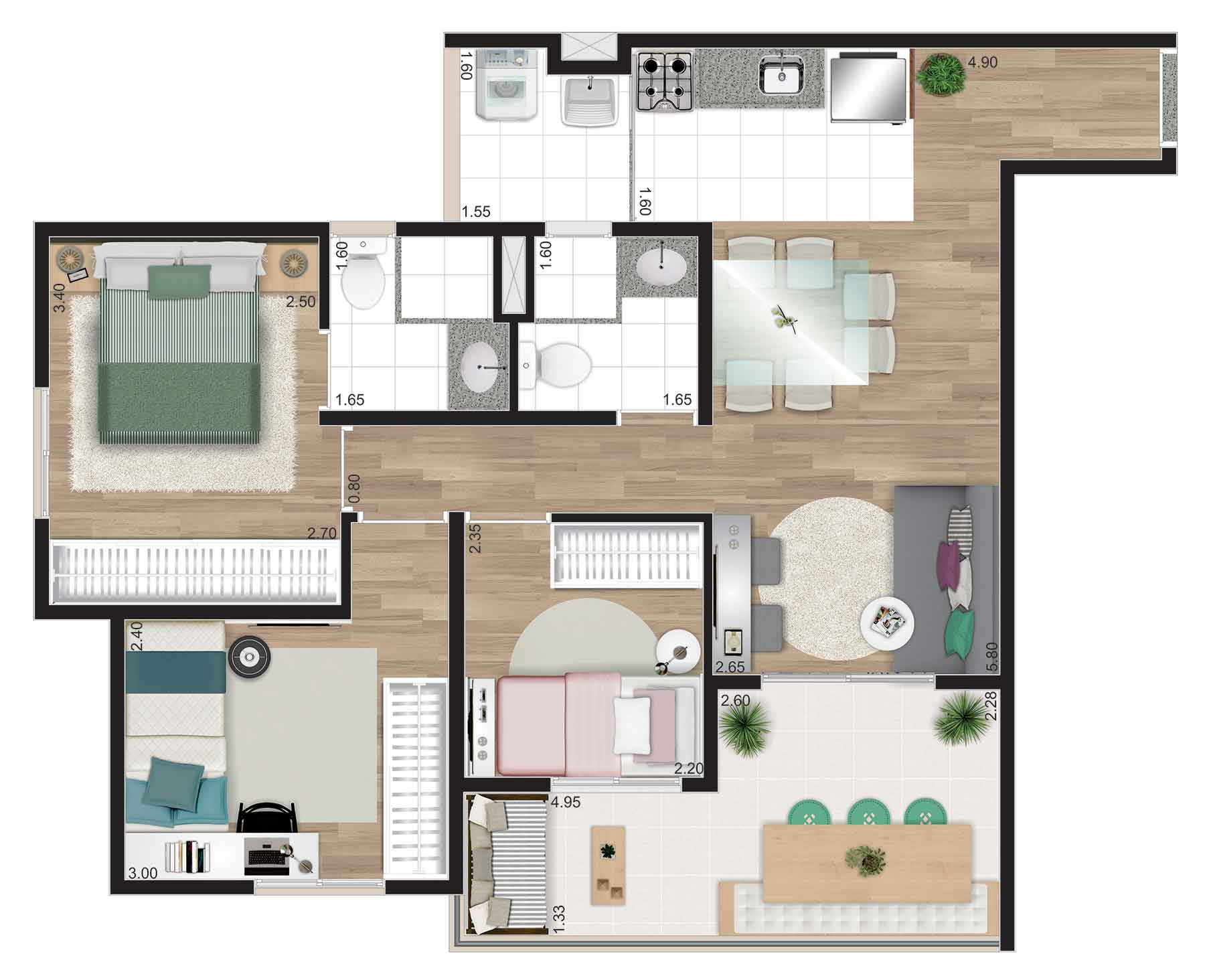 Apartamento à venda com 3 quartos, 67m² - Foto 2