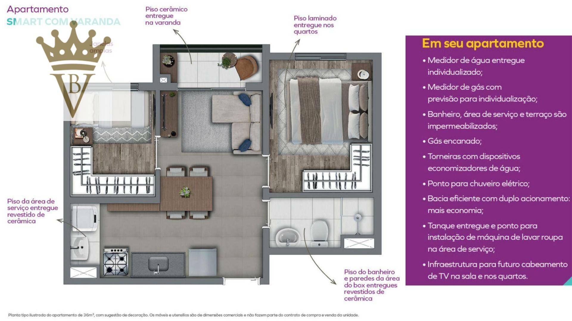 Apartamento à venda com 2 quartos, 36m² - Foto 2