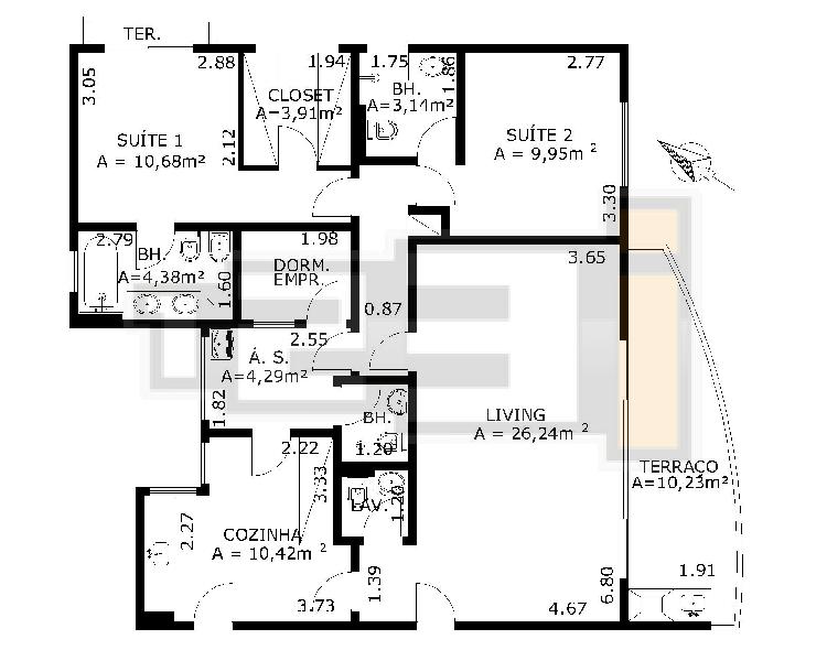 Apartamento à venda com 1 quarto, 105m² - Foto 2