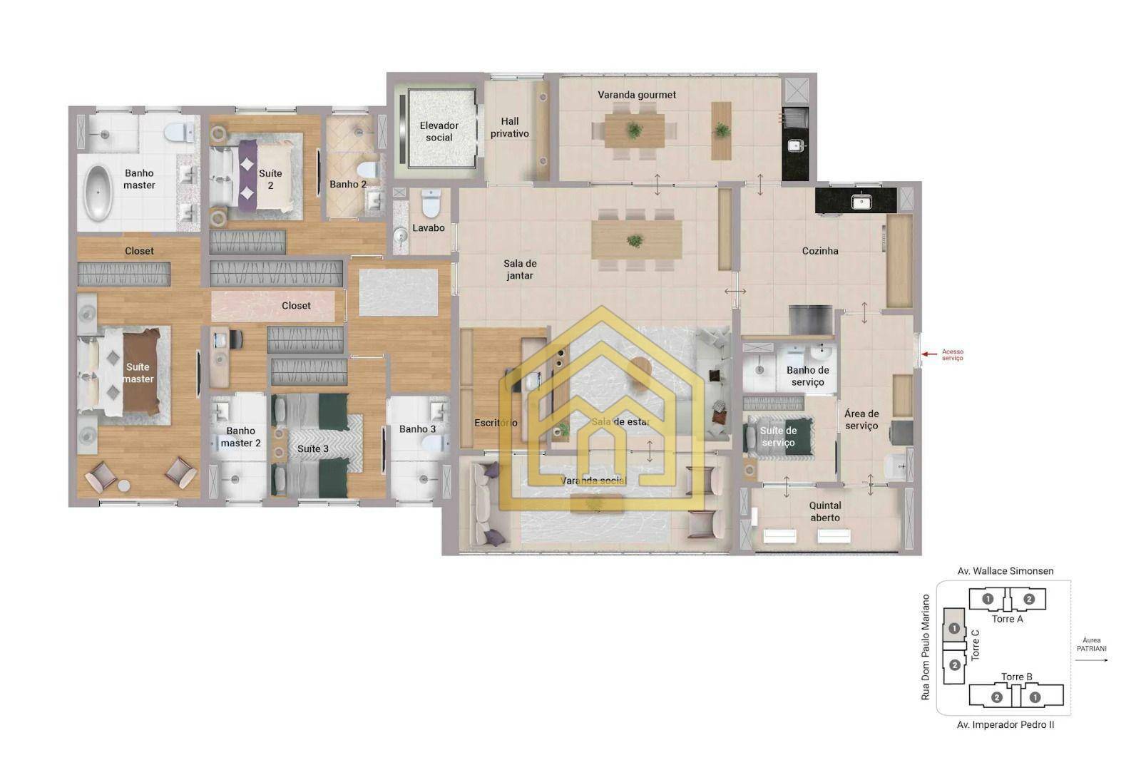 Apartamento à venda com 3 quartos, 163m² - Foto 3