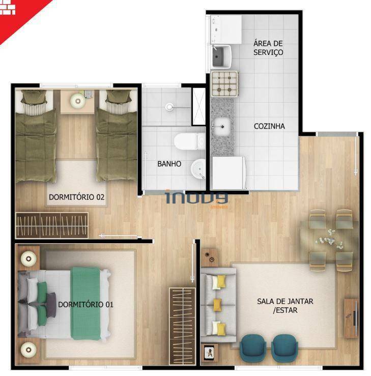 Apartamento à venda com 2 quartos, 44m² - Foto 6