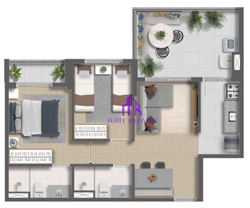 Apartamento à venda com 2 quartos, 57m² - Foto 2