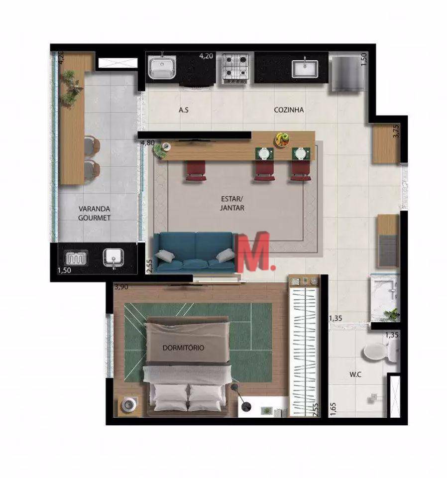 Apartamento à venda com 1 quarto, 44m² - Foto 107