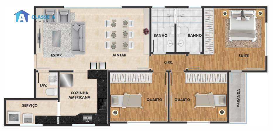 Apartamento à venda com 3 quartos, 91m² - Foto 2