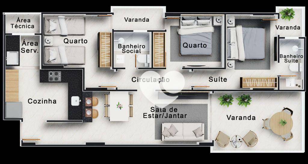 Apartamento à venda com 3 quartos, 88m² - Foto 3