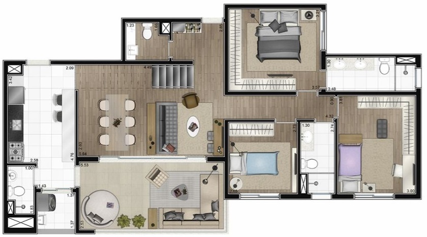 Apartamento à venda com 3 quartos, 241m² - Foto 2