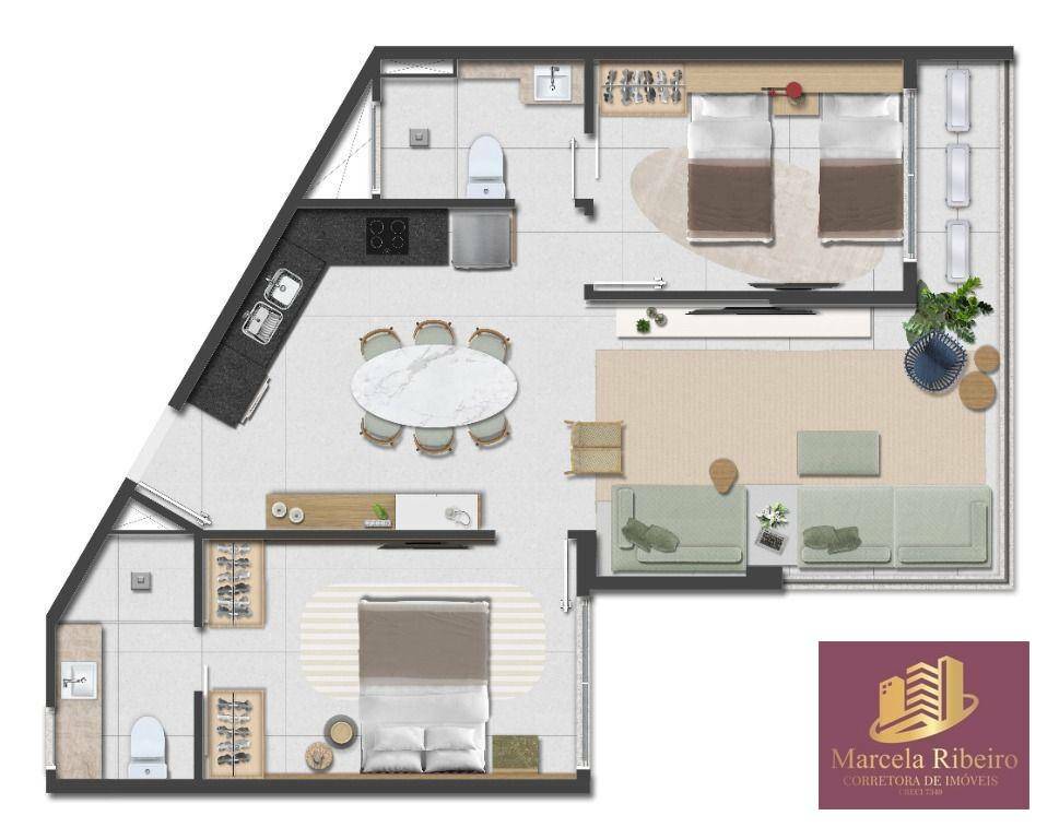 Apartamento à venda com 2 quartos, 62m² - Foto 3