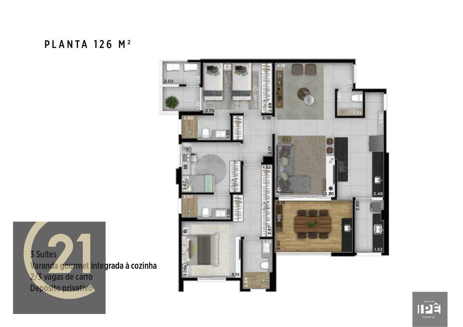 Apartamento à venda com 3 quartos, 126m² - Foto 3