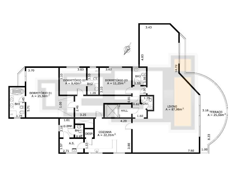 Apartamento à venda com 3 quartos, 176m² - Foto 3