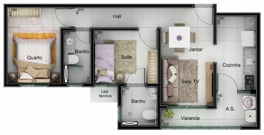 Apartamento à venda com 2 quartos, 56m² - Foto 8