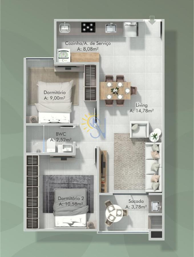 Apartamento à venda com 2 quartos, 55m² - Foto 7