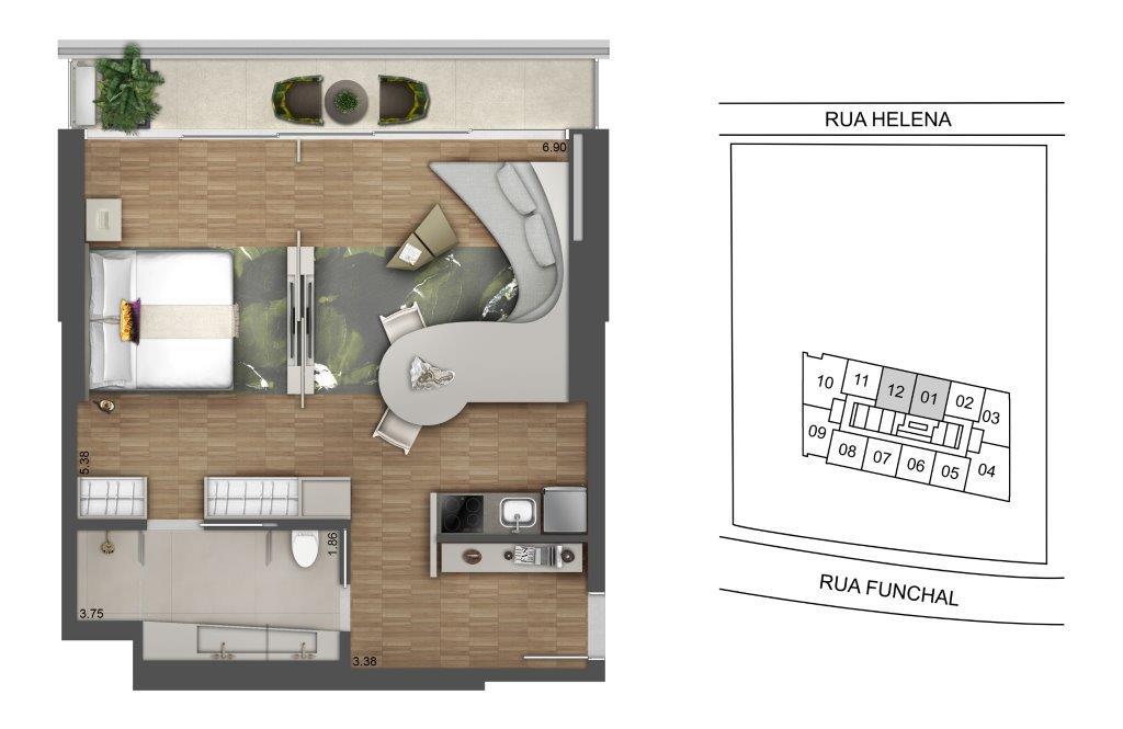 Apartamento à venda com 1 quarto, 68m² - Foto 2