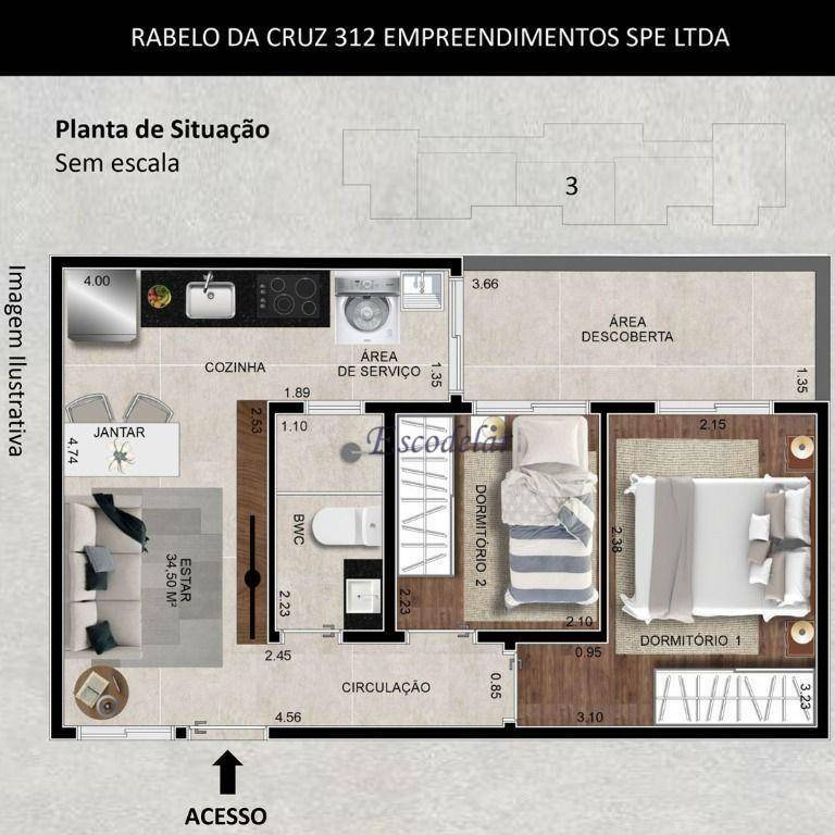 Apartamento à venda com 2 quartos, 43m² - Foto 3