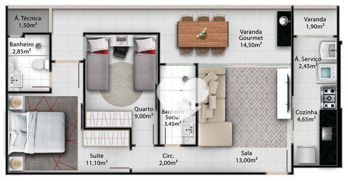 Apartamento à venda com 3 quartos, 100m² - Foto 42