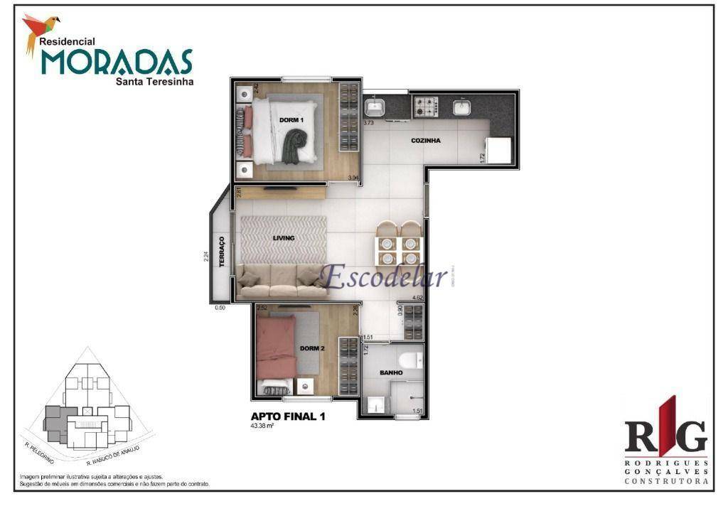 Apartamento à venda com 2 quartos, 43m² - Foto 16