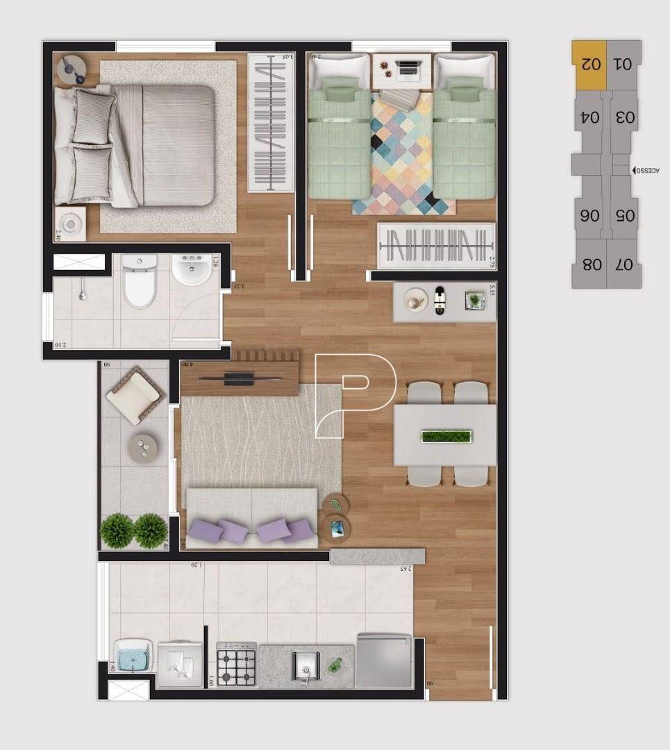 Apartamento, 2 quartos, 45 m² - Foto 3