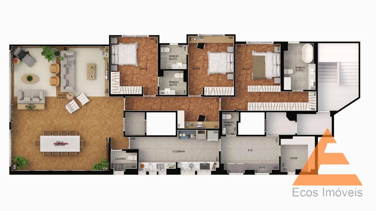 Apartamento à venda com 3 quartos, 219m² - Foto 3