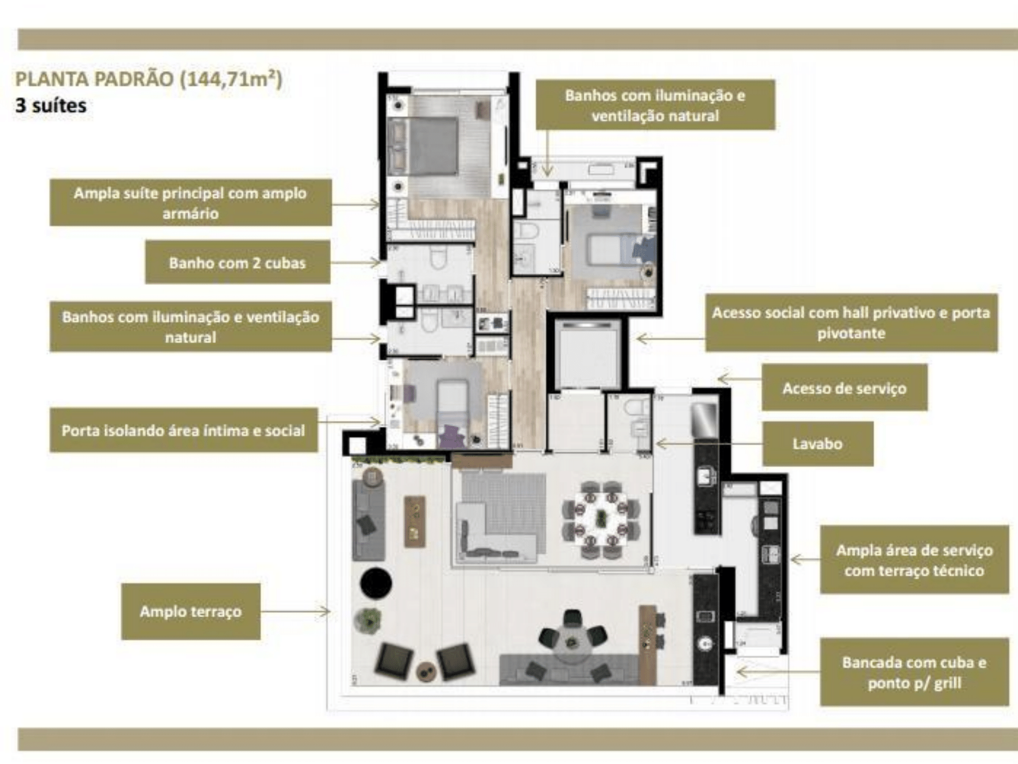 Apartamento à venda com 3 quartos, 144m² - Foto 2