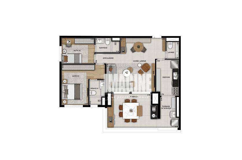 Apartamento à venda com 2 quartos, 96m² - Foto 1