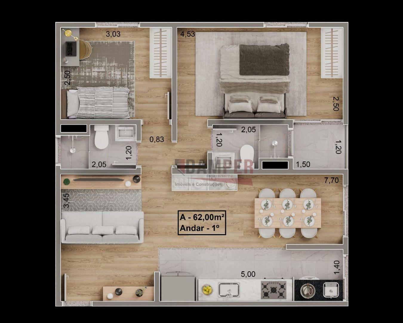 Apartamento à venda com 2 quartos, 62m² - Foto 4