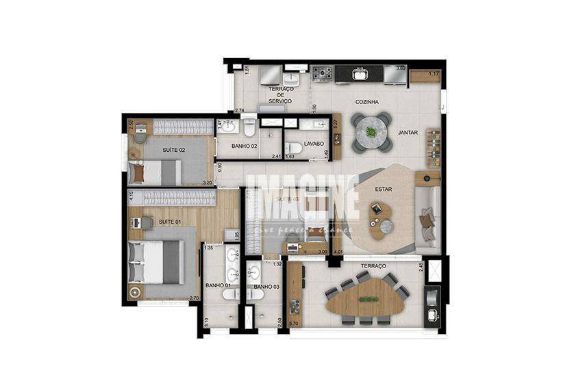 Apartamento à venda com 3 quartos, 110m² - Foto 2