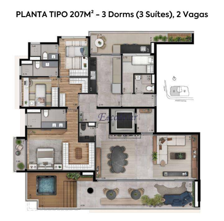 Apartamento à venda com 3 quartos, 207m² - Foto 15