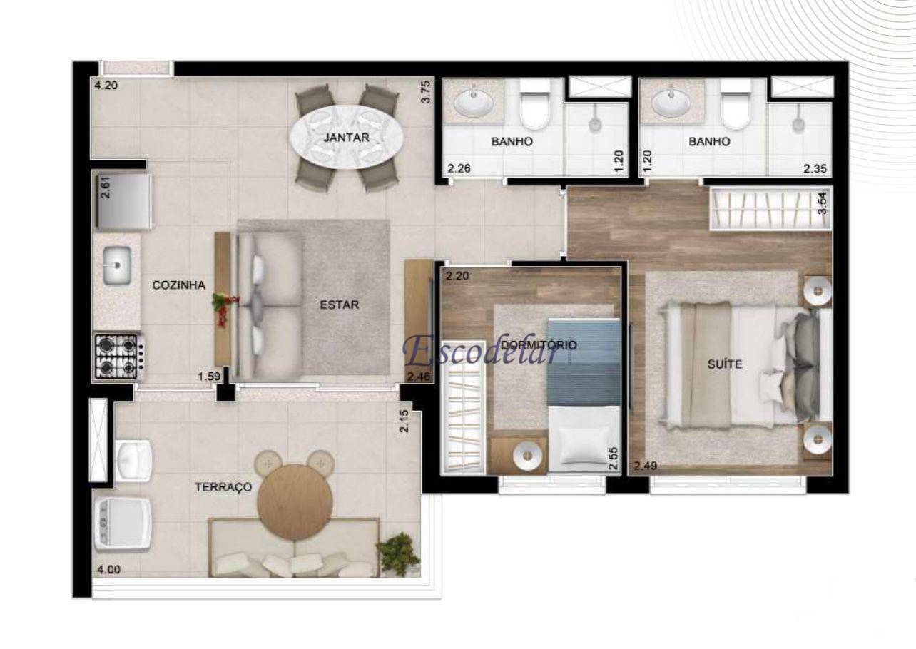 Apartamento à venda com 2 quartos, 55m² - Foto 2