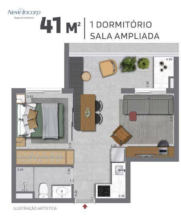 Apartamento à venda com 2 quartos, 41m² - Foto 2