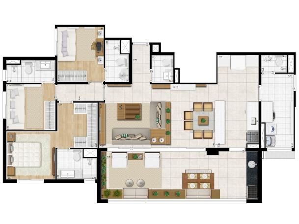 Apartamento à venda com 3 quartos, 136m² - Foto 2