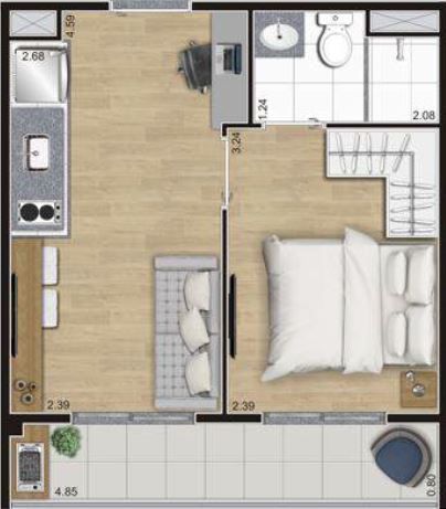 Apartamento à venda com 2 quartos, 42m² - Foto 5