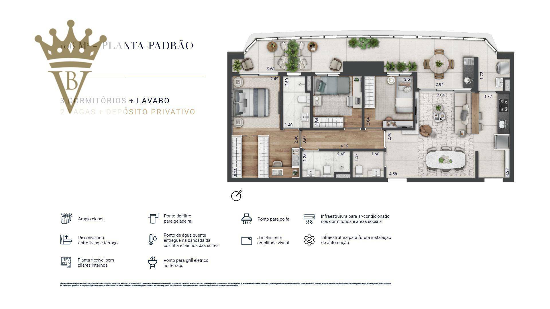 Apartamento à venda com 3 quartos, 106m² - Foto 2