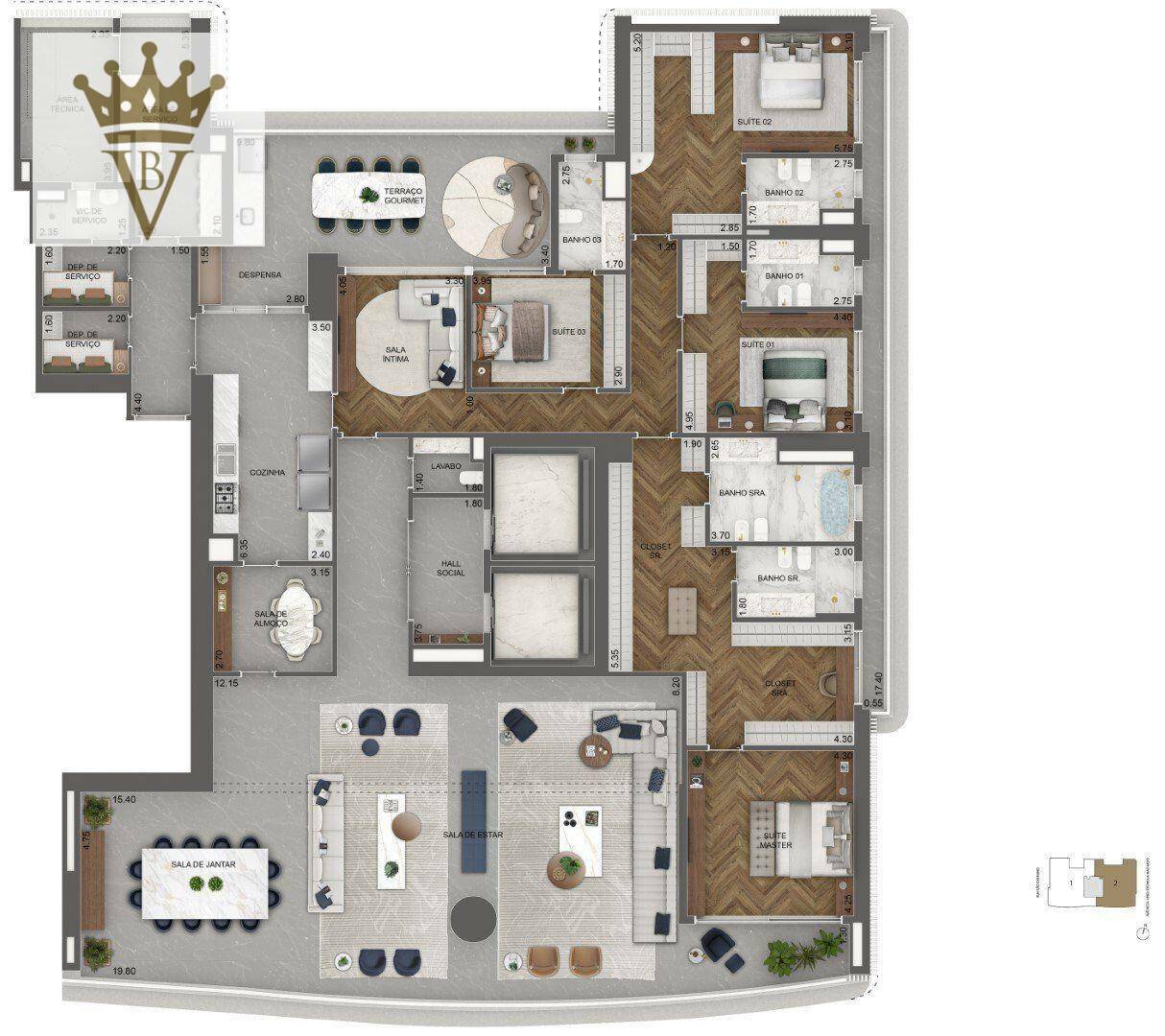 Apartamento à venda com 4 quartos, 464m² - Foto 2