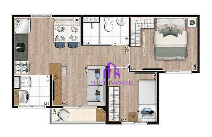 Apartamento à venda com 2 quartos, 37m² - Foto 3