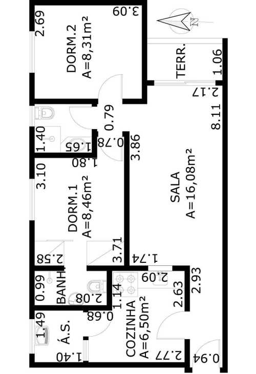 Apartamento à venda com 2 quartos, 60m² - Foto 2