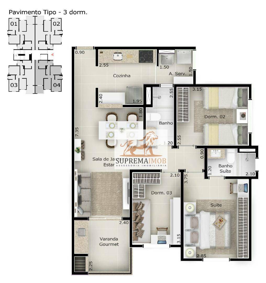 Apartamento à venda com 3 quartos, 71m² - Foto 17