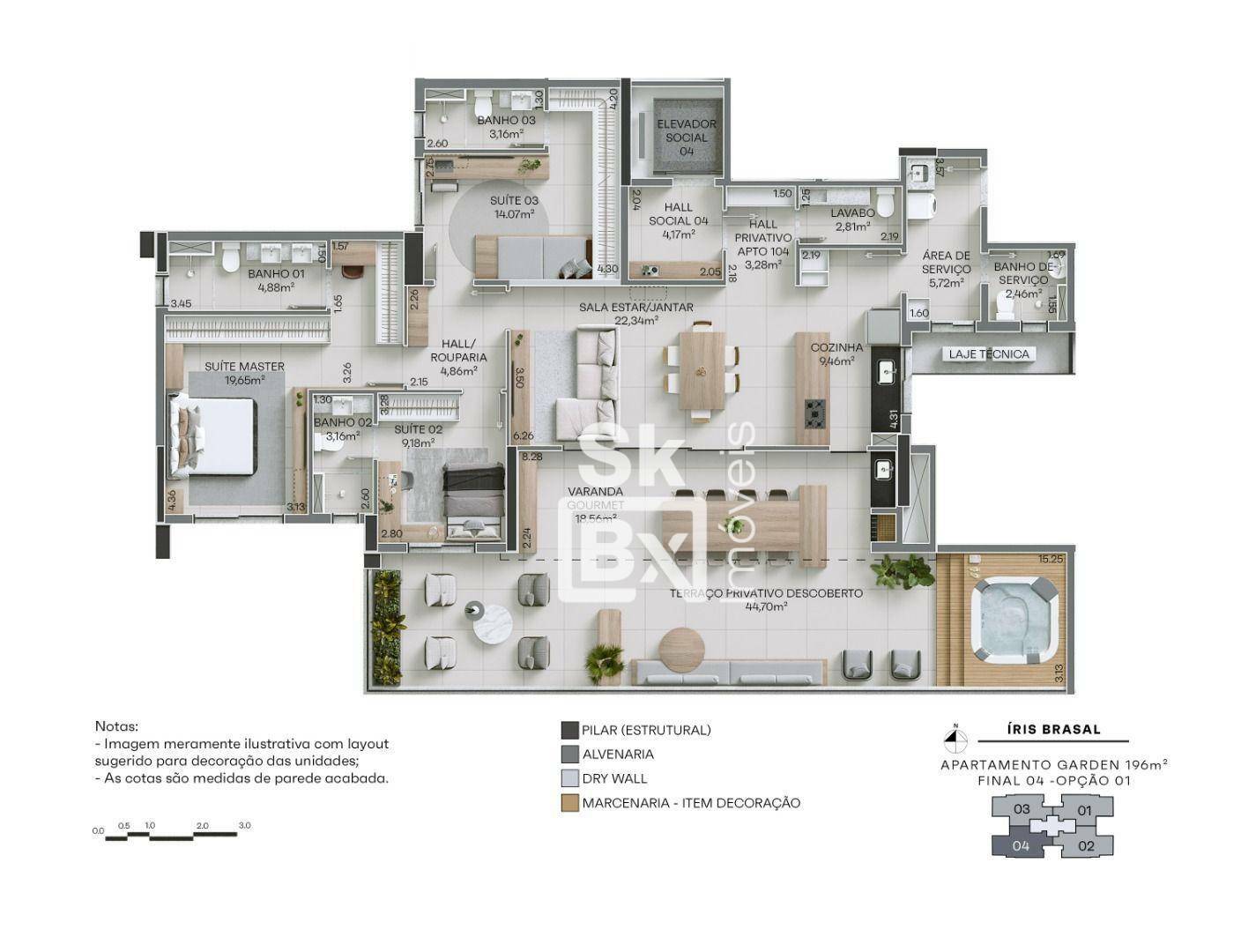 Apartamento à venda com 3 quartos, 196m² - Foto 9