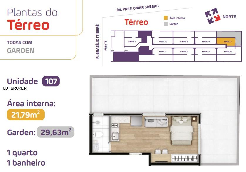 Kitnet e Studio à venda com 1 quarto, 51m² - Foto 2