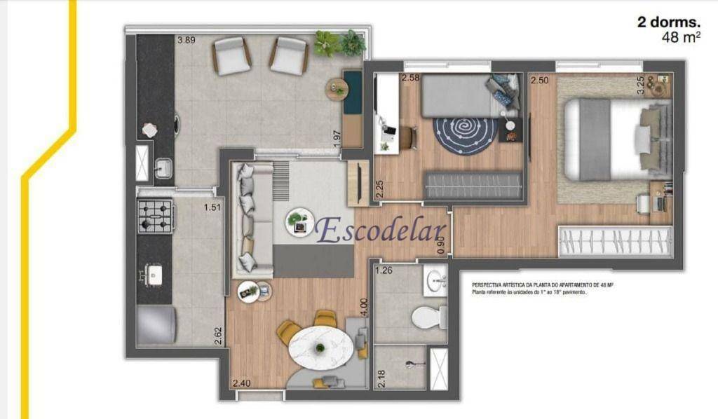 Apartamento à venda com 2 quartos, 48m² - Foto 3