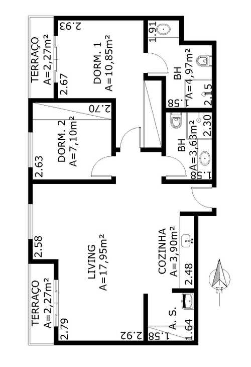 Apartamento à venda com 2 quartos, 75m² - Foto 2