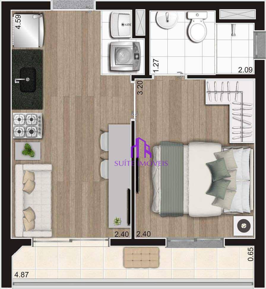 Apartamento à venda com 1 quarto, 29m² - Foto 3