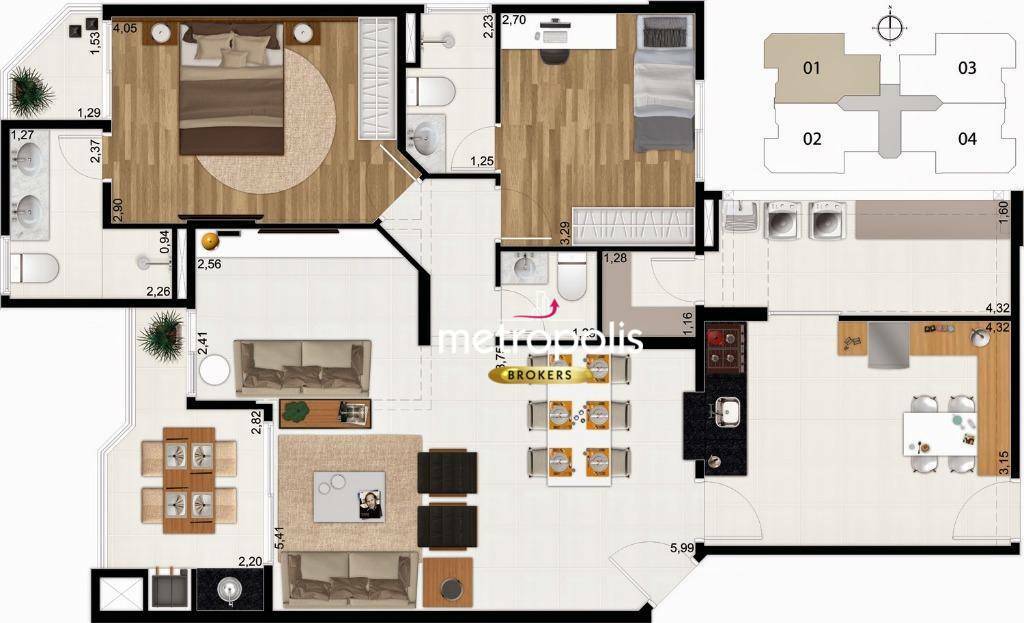 Apartamento à venda com 3 quartos, 130m² - Foto 15