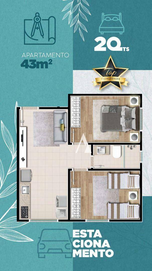 Apartamento à venda com 2 quartos, 43m² - Foto 4