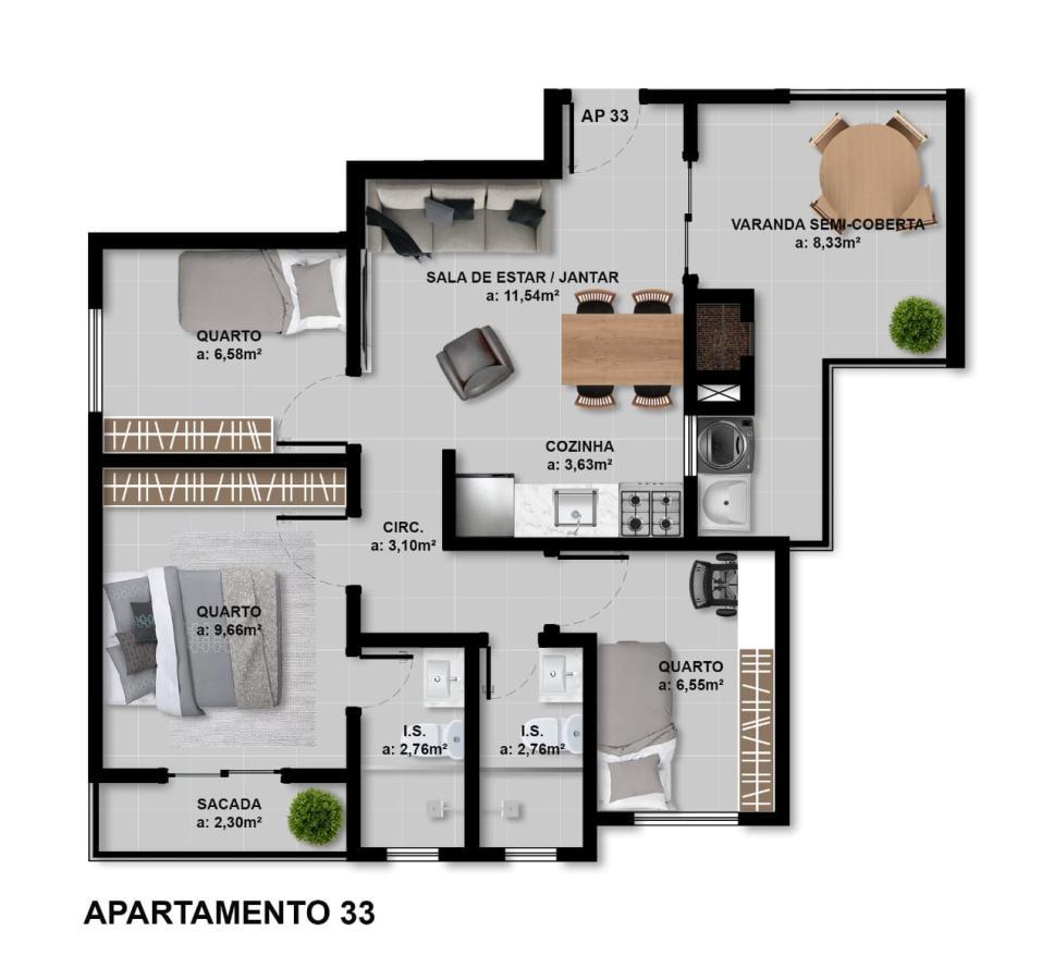 Apartamento à venda com 2 quartos, 54m² - Foto 3