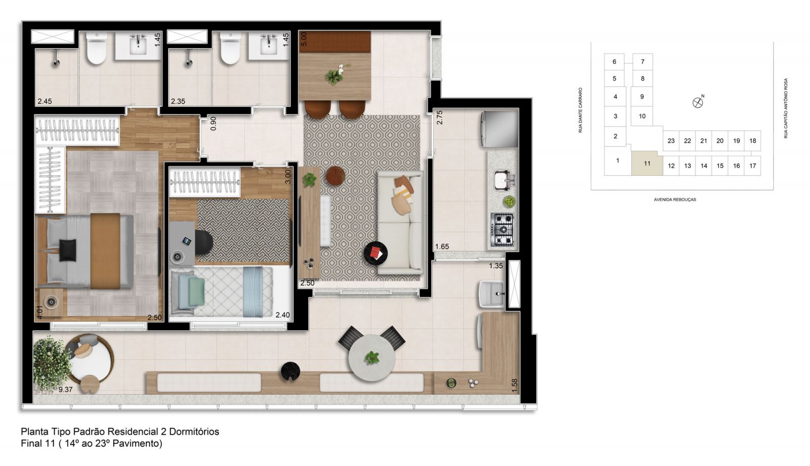 Apartamento à venda com 2 quartos, 69m² - Foto 2